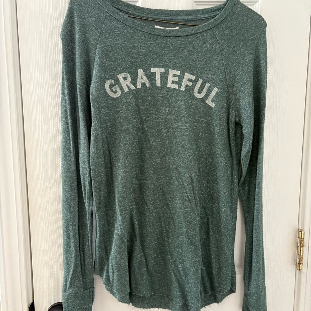 🟩3/$15 Grayson Threads Teal 'Grateful' Long Sleeve Tee